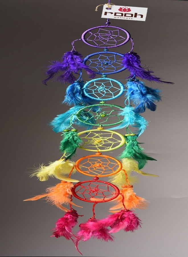 Rooh Dream Catcher ~ Rainbow 7 Tier ~ Handmade Hangings for Positivity (Can be Used as Home Decor, Gift, Wall Hangings, Meditation Room, Yoga Temple, Wind Chime & Car Hanging) - Image 4